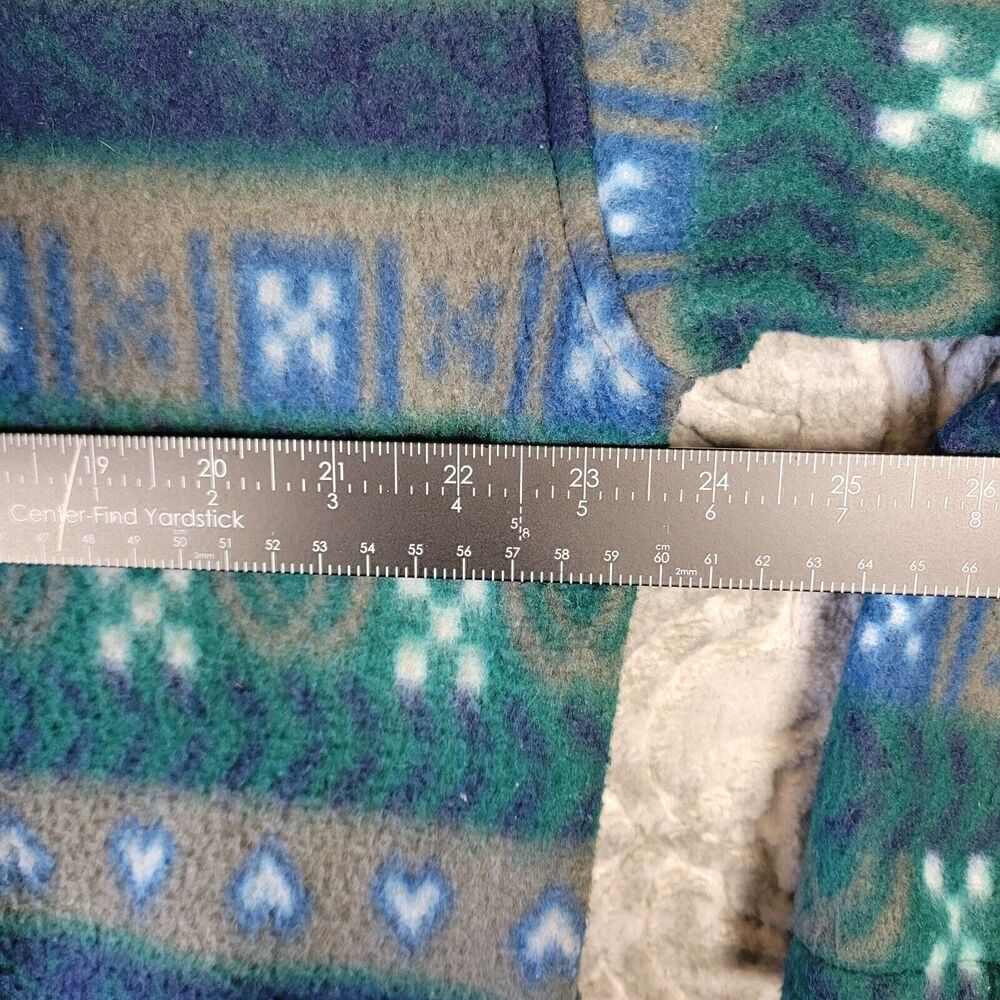 Vintage BIKE Sweater Mens Medium Blue Green Fleece Geometric Pattern Synchilla - Picture 4 of 8